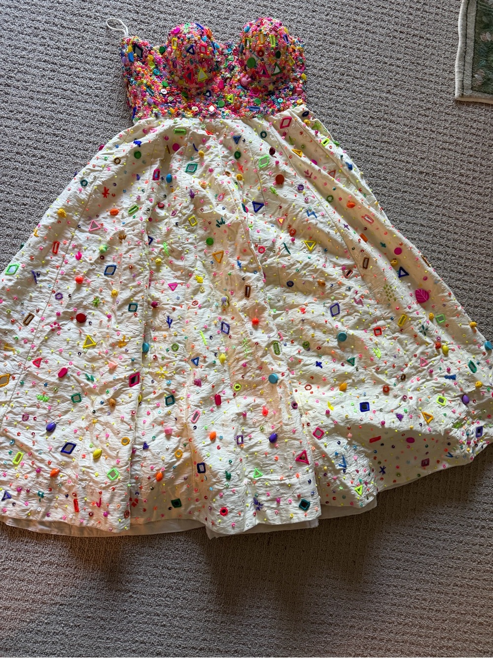 Anthropologie the outfit artisan White Midi Dress with Multicolor Embellishments - Picture 2 of 6